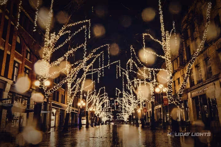 Christmas Cityscape Lights Decoration - Municipal Christmas lights installation in Connecticut